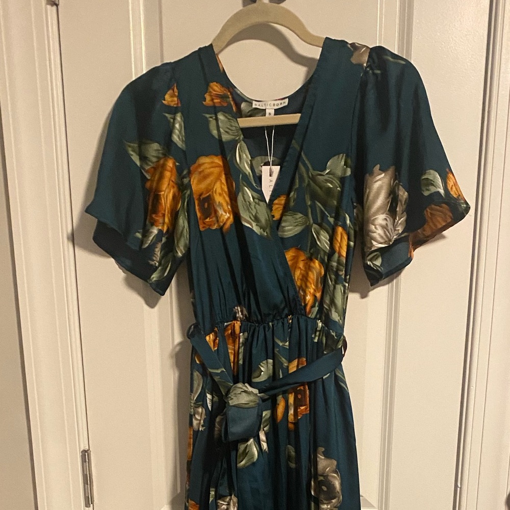NWT Sicily Satin Maxi Dress | Deep Topaz Floral